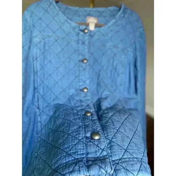 Chicos Quilted Denim Jacket Button Up Cottagecore Cozy Gorpcore Granola Fall Y2K - Picture 5 of 11